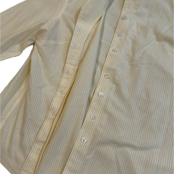 Chico's Striped Butter Yellow Button Down Shirt Sz 2 - Picture 5 of 11